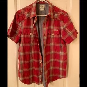 Lucky Brand Red Plaid Short-Sleeve Button-Down Shirt